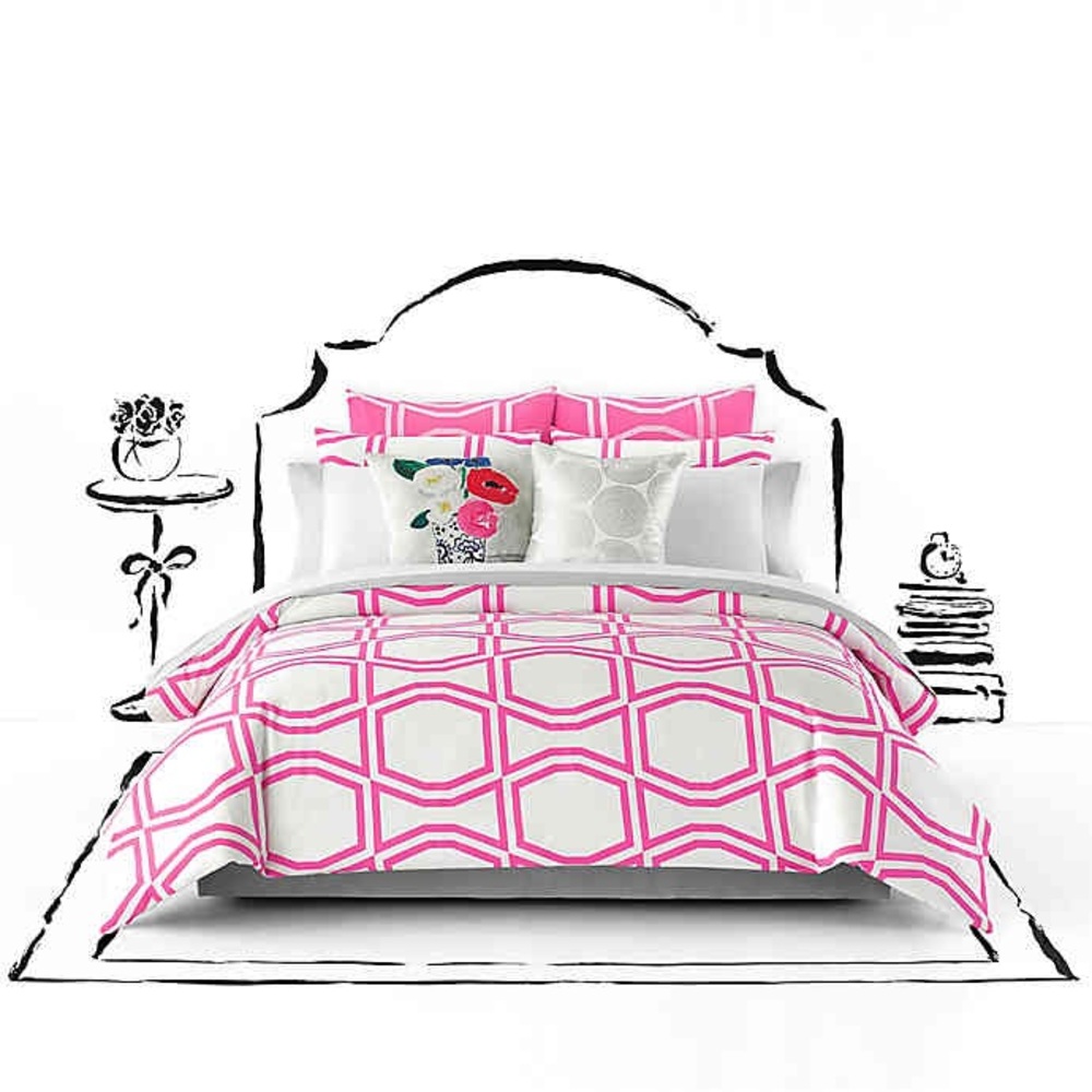 NIB Blue & White Kate Spade Bow Tile Comforter Set